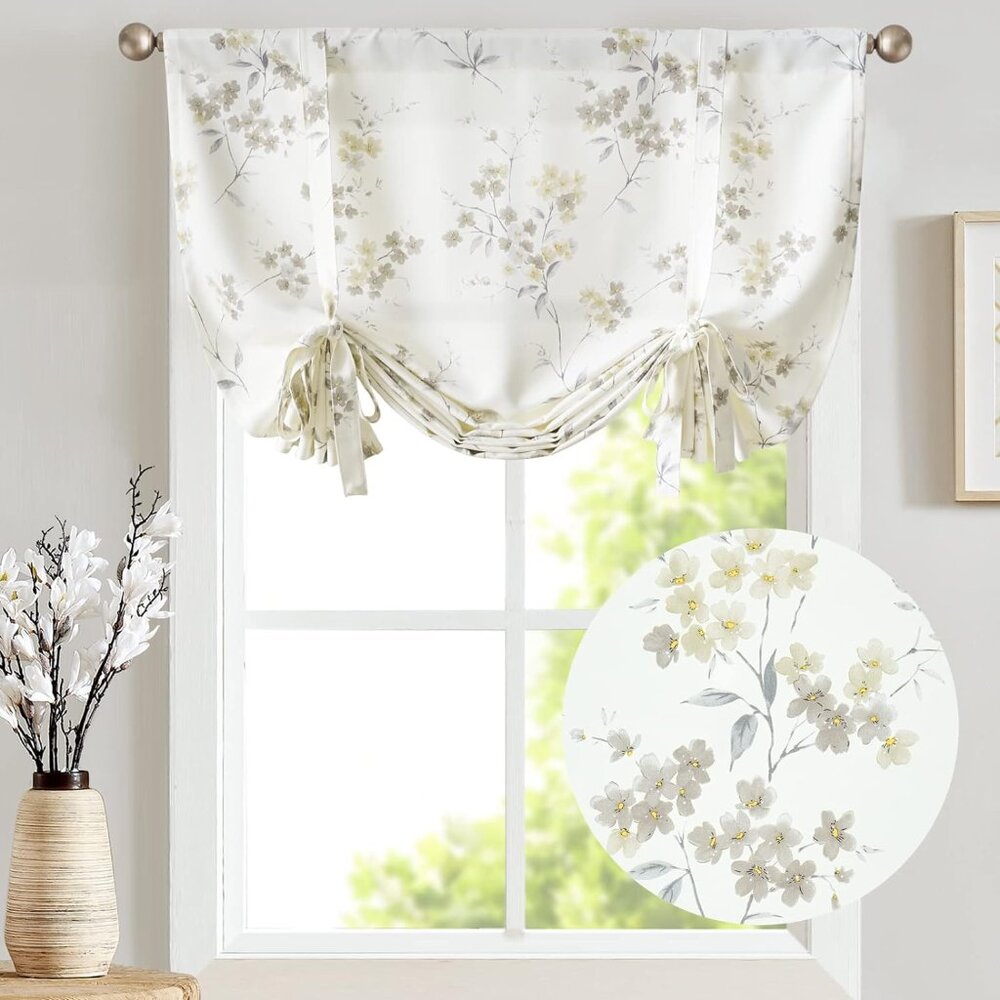 NWOT TIE UP VALANCE WATERCOLOR PRINT WINDOW CURTAINS